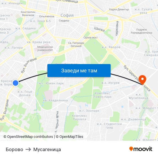 Борово to Мусагеница map