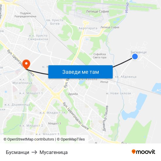 Бусманци to Мусагеница map