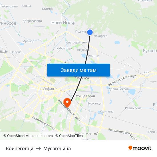 Войнеговци to Мусагеница map