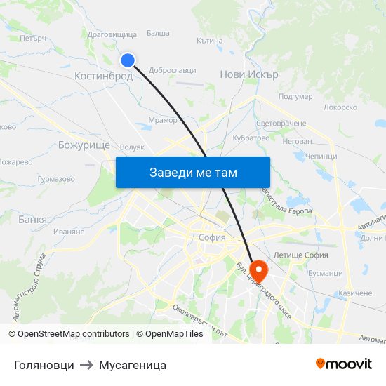 Голяновци to Мусагеница map