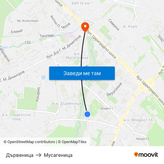 Дървеница to Мусагеница map