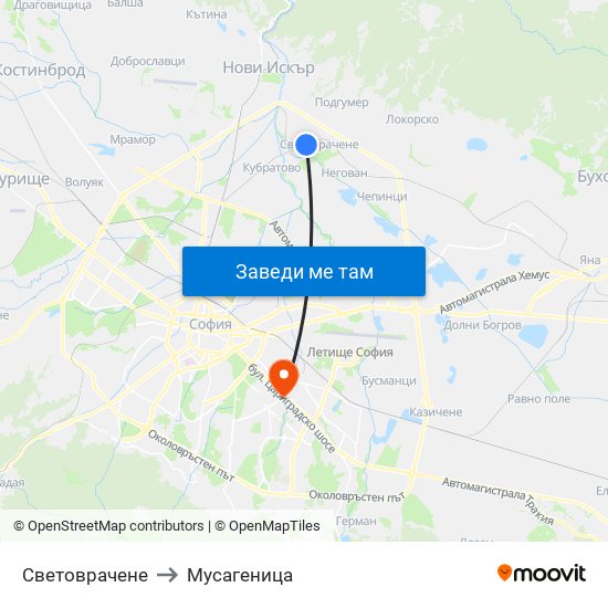 Световрачене to Мусагеница map