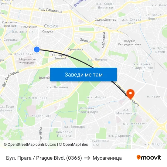 Бул. Прага / Prague Blvd. (0365) to Мусагеница map