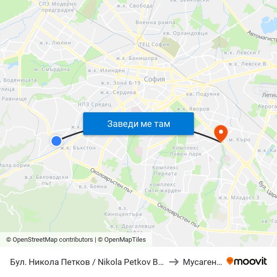Бул. Никола Петков / Nikola Petkov Blvd. (0350) to Мусагеница map