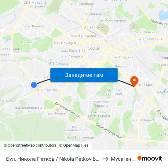 Бул. Никола Петков / Nikola Petkov Blvd. (0347) to Мусагеница map