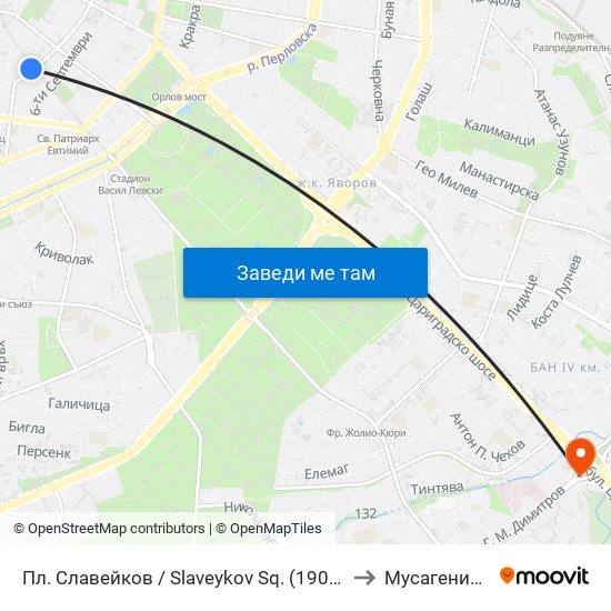 Пл. Славейков / Slaveykov Sq. (1908) to Мусагеница map