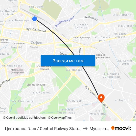 Централна Гара / Central Railway Station (1327) to Мусагеница map