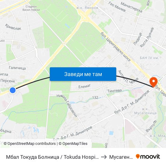 Мбал Токуда Болница / Tokuda Hospital (0206) to Мусагеница map
