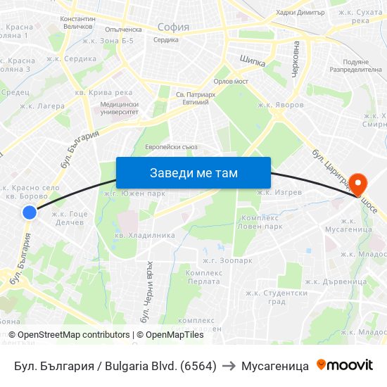 Бул. България / Bulgaria Blvd. (6564) to Мусагеница map