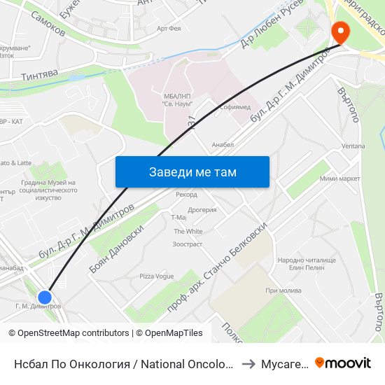 Нсбал По Онкология / National Oncology Hospital (0764) to Мусагеница map