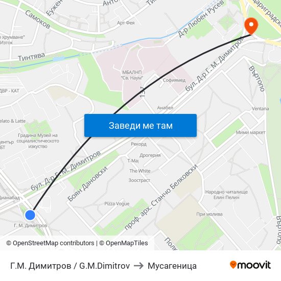 Г.М. Димитров / G.M.Dimitrov to Мусагеница map