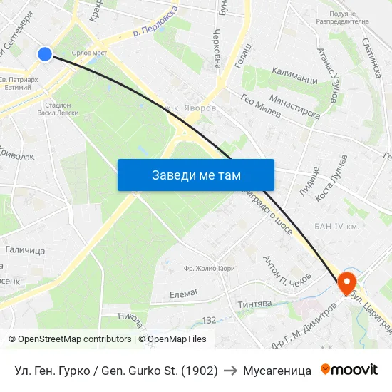 Ул. Ген. Гурко / Gen. Gurko St. (1902) to Мусагеница map