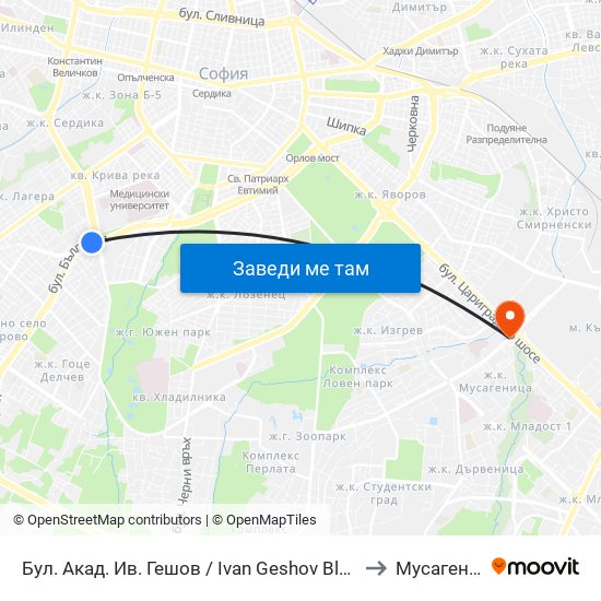 Бул. Акад. Ив. Гешов / Ivan Geshov Blvd. (2804) to Мусагеница map