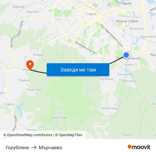 Горубляне to Мърчаево map