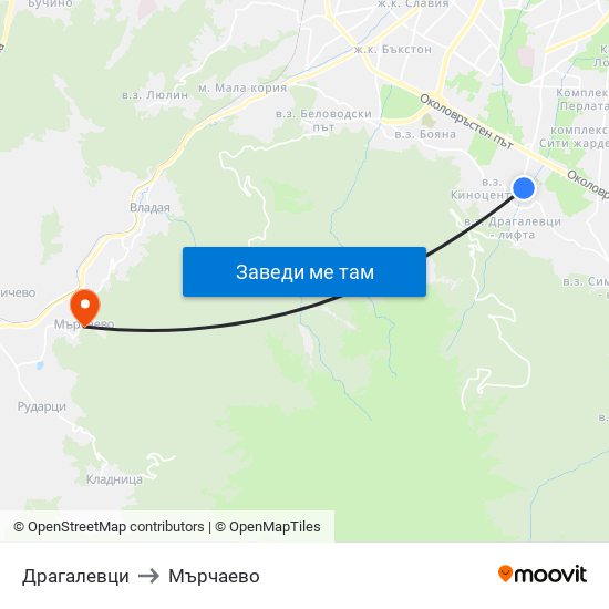 Драгалевци to Мърчаево map