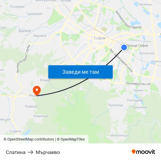 Слатина to Мърчаево map