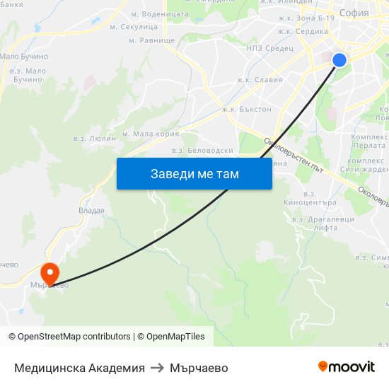 Медицинска Академия to Мърчаево map