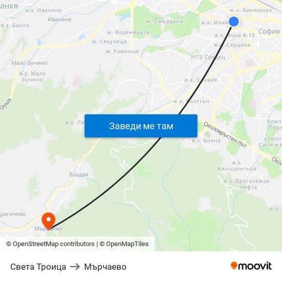 Света Троица to Мърчаево map