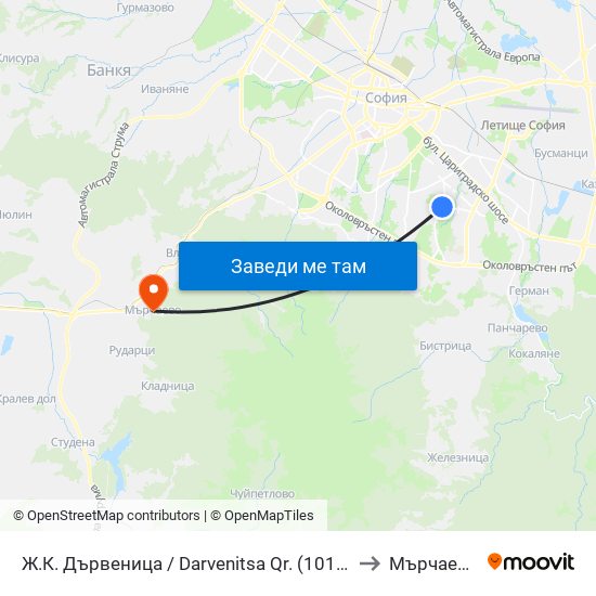 Ж.К. Дървеница / Darvenitsa Qr. (1012) to Мърчаево map