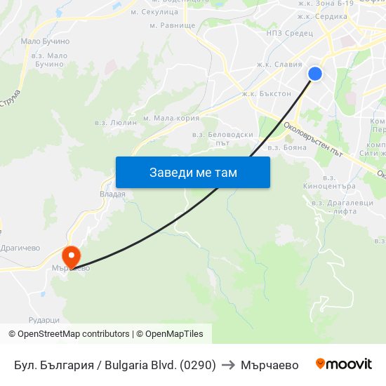 Бул. България / Bulgaria Blvd. (0290) to Мърчаево map
