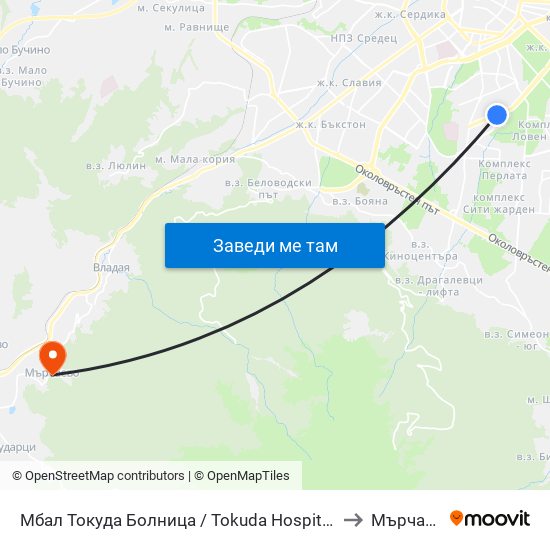 Мбал Токуда Болница / Tokuda Hospital (0206) to Мърчаево map