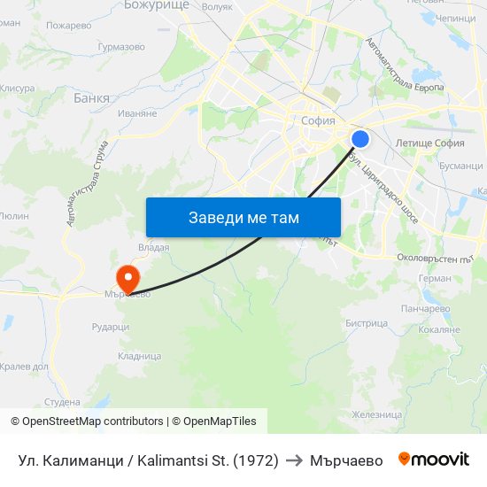 Ул. Калиманци / Kalimantsi St. (1972) to Мърчаево map