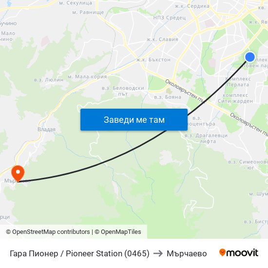 Гара Пионер / Pioneer Station (0465) to Мърчаево map