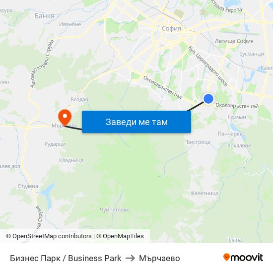 Бизнес Парк / Business Park to Мърчаево map