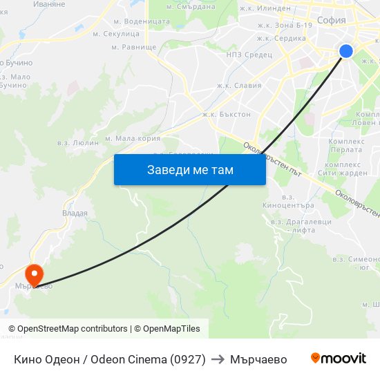 Кино Одеон / Odeon Cinema (0927) to Мърчаево map