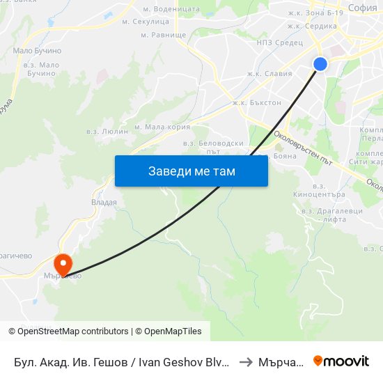 Бул. Акад. Ив. Гешов / Ivan Geshov Blvd. (2804) to Мърчаево map