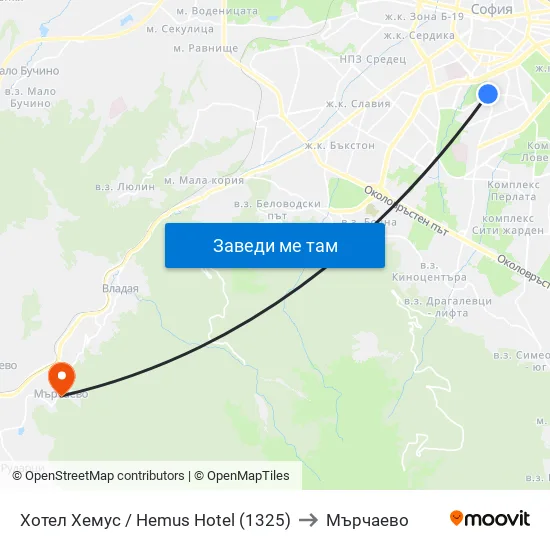 Ⓜ️ Хотел Хемус / Hemus Hotel (1325) to Мърчаево map