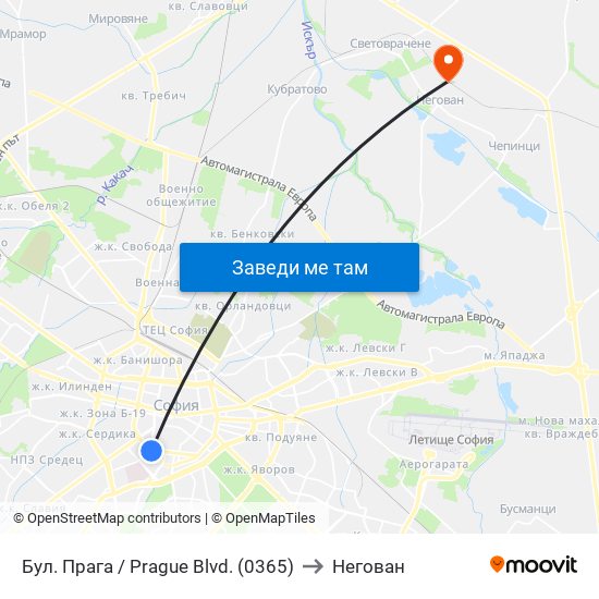 Бул. Прага / Prague Blvd. (0365) to Негован map