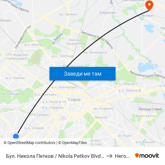 Бул. Никола Петков / Nikola Petkov Blvd. (0350) to Негован map