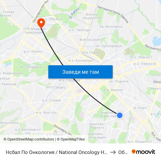 Нсбал По Онкология / National Oncology Hospital (2542) to Обеля map