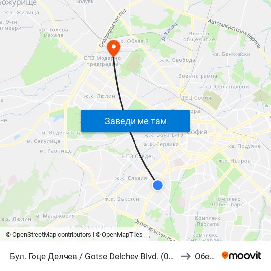 Бул. Гоце Делчев / Gotse Delchev Blvd. (0313) to Обеля map