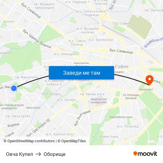 Овча Купел to Оборище map