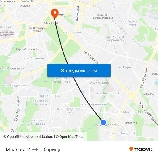 Младост 2 to Оборище map