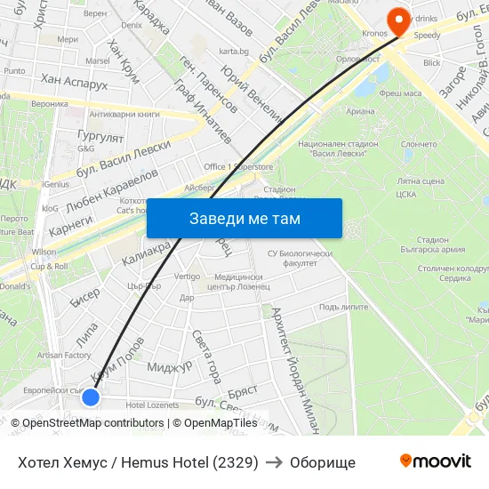 Ⓜ️ Хотел Хемус / Hemus Hotel (2329) to Оборище map