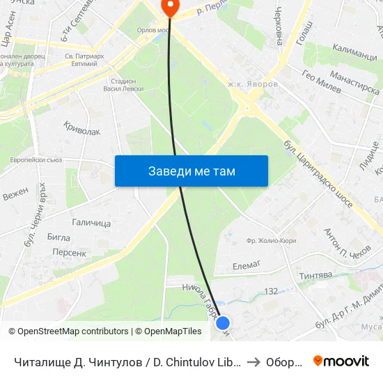 Читалище Д. Чинтулов / D. Chintulov Library (2366) to Оборище map