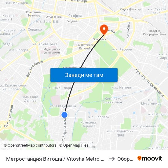 Метростанция Витоша / Vitosha Metro Station (2756) to Оборище map