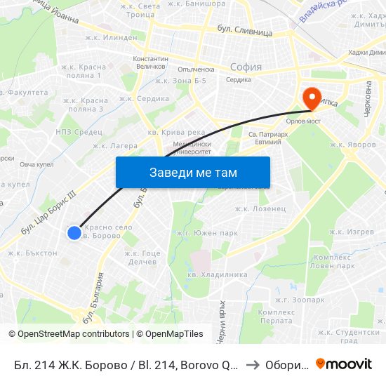 Бл. 214 Ж.К. Борово / Bl. 214, Borovo Qr. (0164) to Оборище map