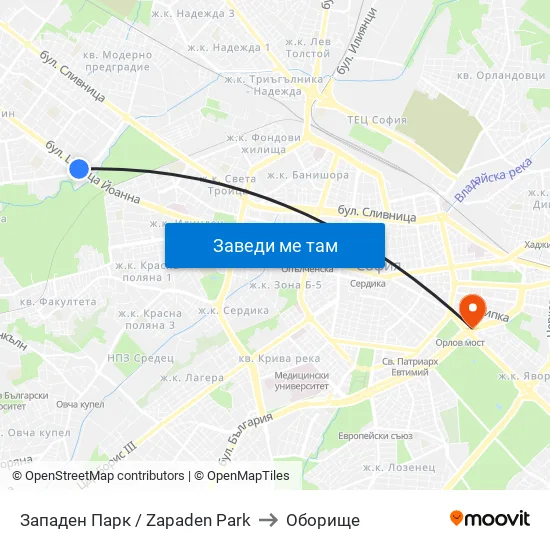 Западен Парк / Zapaden Park to Оборище map