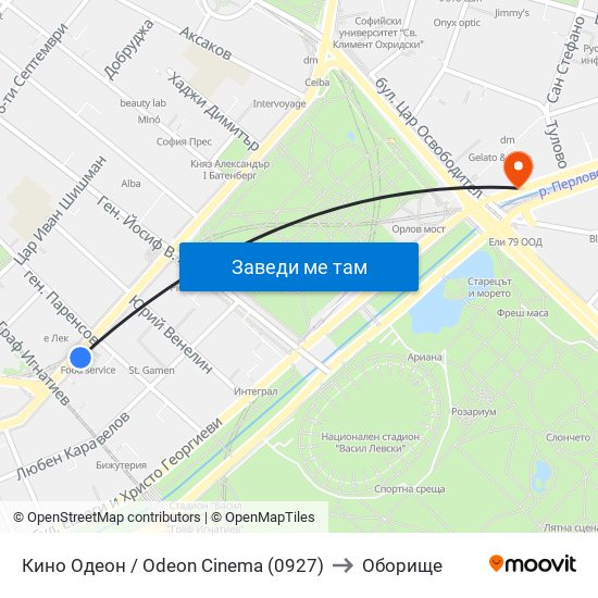 Кино Одеон / Odeon Cinema (0927) to Оборище map