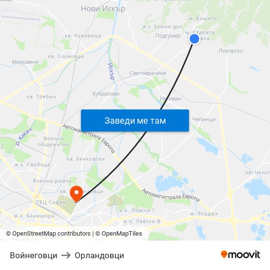 Войнеговци to Орландовци map