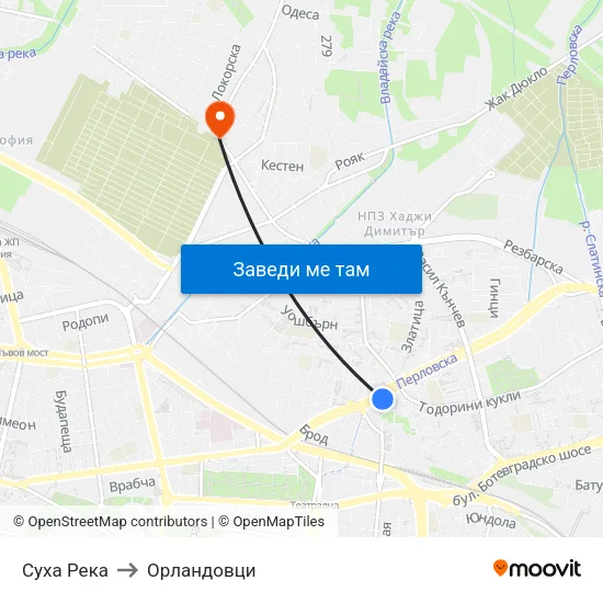 Суха Река to Орландовци map