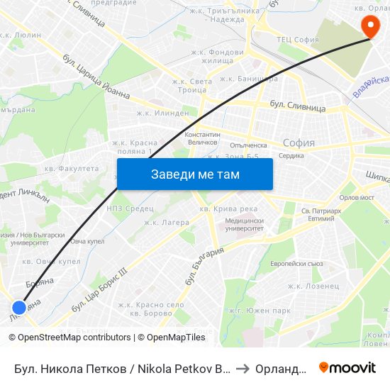 Бул. Никола Петков / Nikola Petkov Blvd. (0347) to Орландовци map