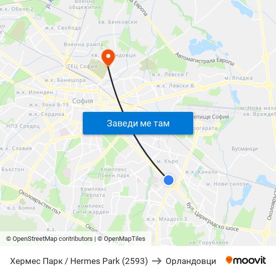 Хермес Парк / Hermes Park (2593) to Орландовци map
