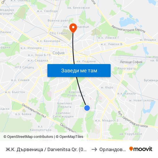 Ж.К. Дървеница / Darvenitsa Qr. (0801) to Орландовци map