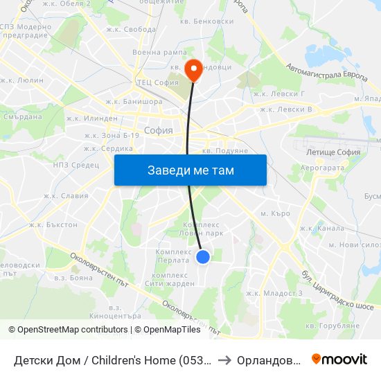 Детски Дом / Children's Home (0530) to Орландовци map