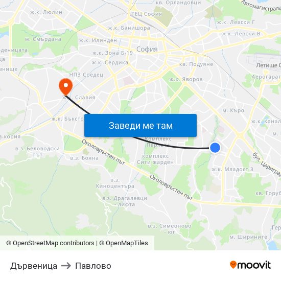 Дървеница to Павлово map